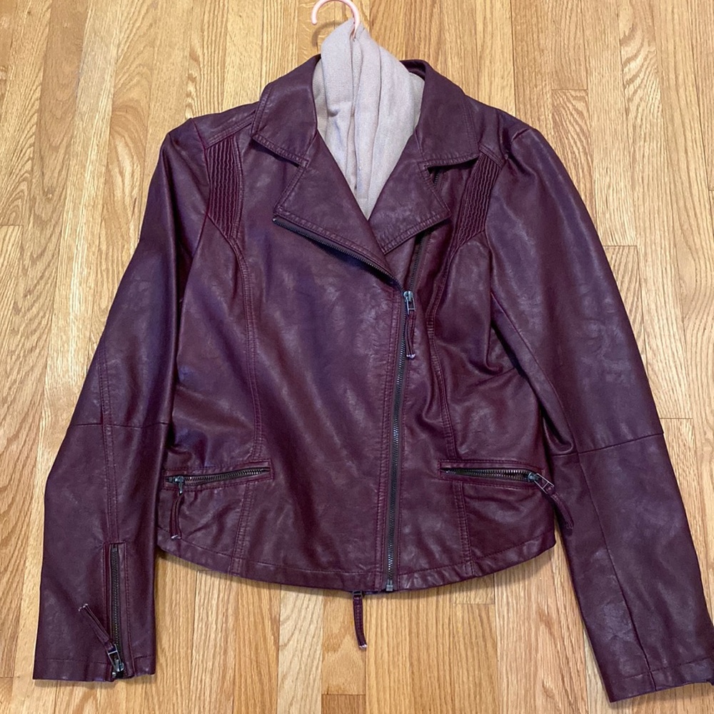 Faux leather jacket, infinity scarf included